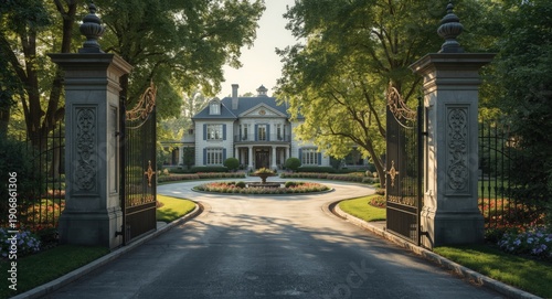 Elegant mansion seen beyond...