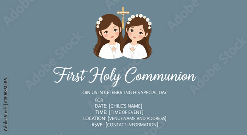 Elegant invitation card for a First Holy Communion celebration