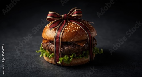Close up of a hamburger ado...