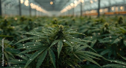 Lush cannabis leaves covere...