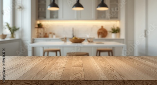 Foreground wooden table wit...