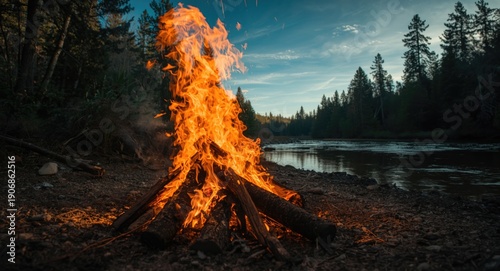 Fire blazing in a nature ca...