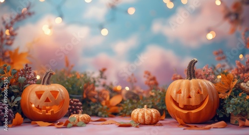 Autumn pastel Halloween bac...
