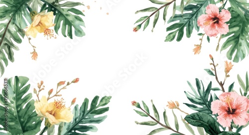 Hand painted tropical folia...