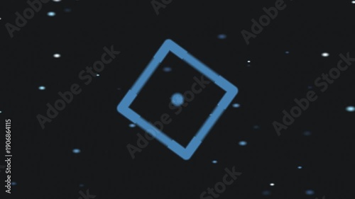 Abstract blue diamond shape in space with stars.