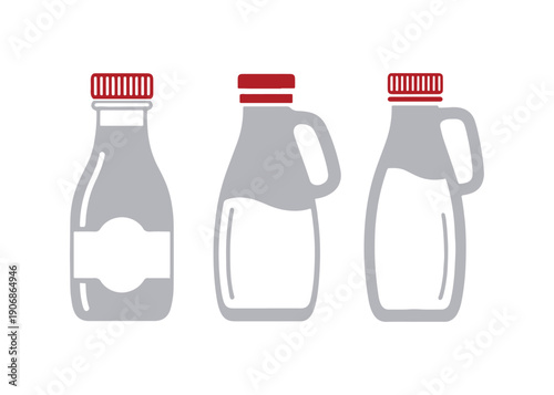 Flat style collection of milk bottle icons. Vector illustration of dairy products on a separate background. Business concept featuring a milky liquid sign.