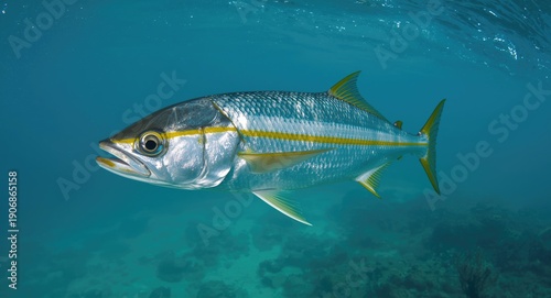 Fresh Spanish Mackerel swimming in clear ocean waters, popular choice for seafood dishes