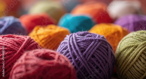 Colorful yarn balls in clos...