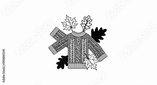 Cozy knit sweater adorned with stylized autumn leaves