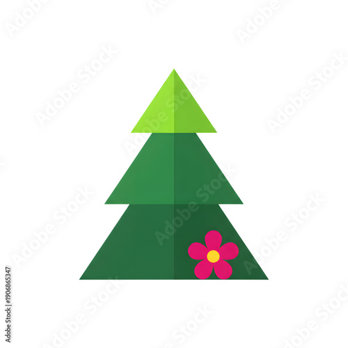 Colorful Geometric Christmas Tree with Flower Decoration Design