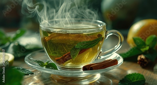 Delicious green tea with fr...
