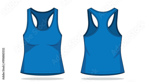 Detailed vector illustration of a comfortable blue racerback tank top perfect for active lifestyles