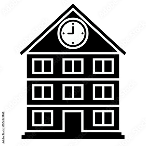 Clock Tower Building Icon Vector Graphic