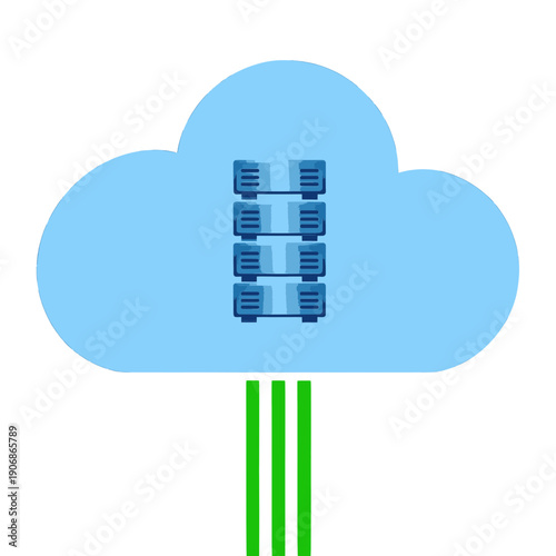 Cloud Server Icon With Data Connection Lines