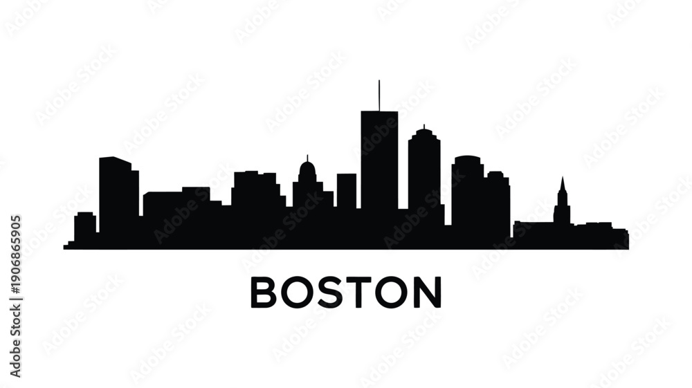 Obraz premium A black silhouette of the boston skyline with the city name below