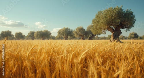 Full grown golden wheat fie...