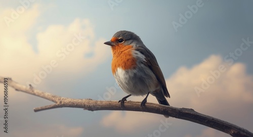 A bird perched calmly on a ...