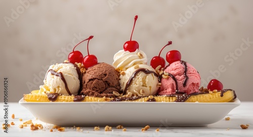 A delightful banana split w...