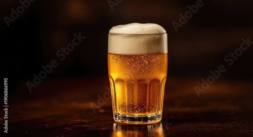 Glowing glass of beer with ...