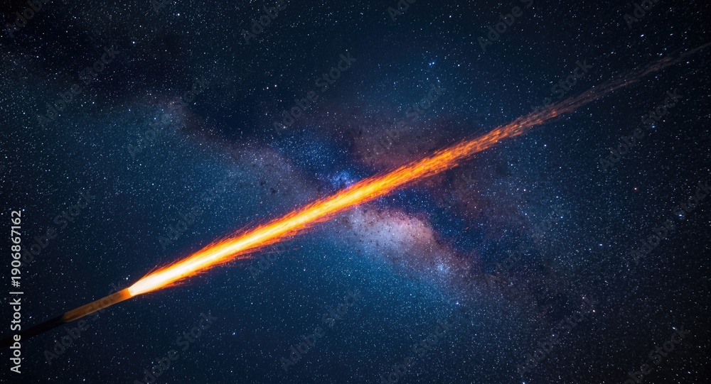 Fototapeta premium A blazing fireball shooting across the starry backdrop