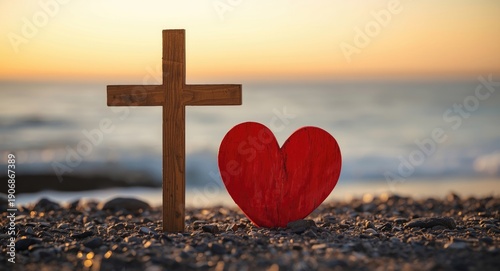 Christian cross made of woo...