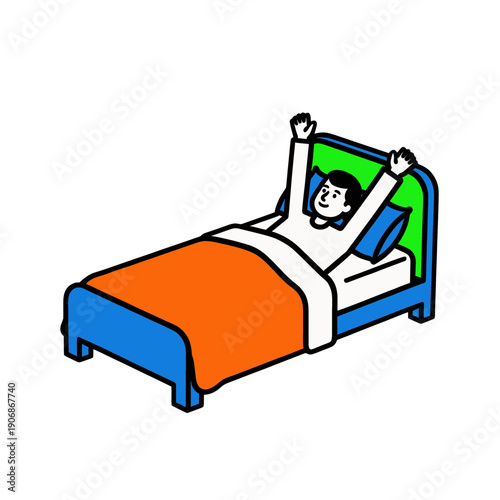 Man Stretching Awake In Bed 3d Icon