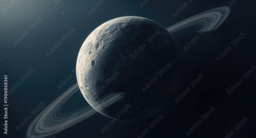 Fototapeta premium Futuristic portrayal of a possible large planet orbiting far from the sun