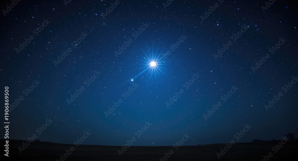 Fototapeta premium Bright night sky with spectacular glow from Polaris star