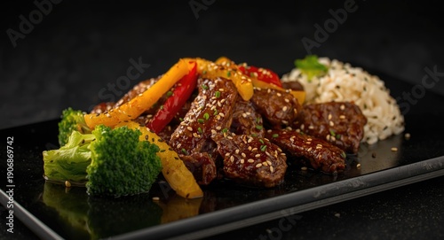 Flavorful teriyaki beef wit...