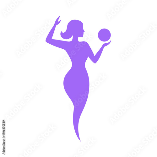 Woman Holding Ball Purple Silhouette Icon