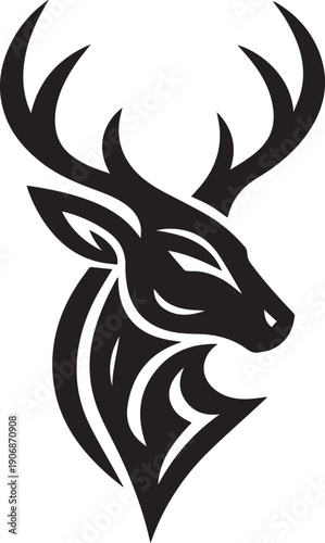Deer Black Silhouette Vector Illustration