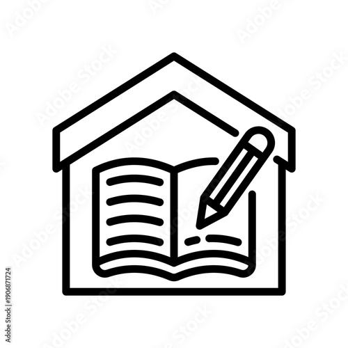 Homework line icon  Vector Illustration 