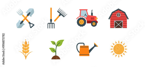 Farming and agriculture elements icons set