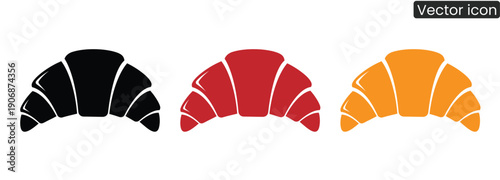 Vibrant croissant icons perfect for culinary designs and breakfast themes
