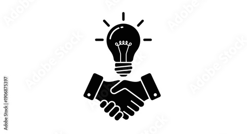 Handshake with Lightbulb Symbolizing Partnership Idea.