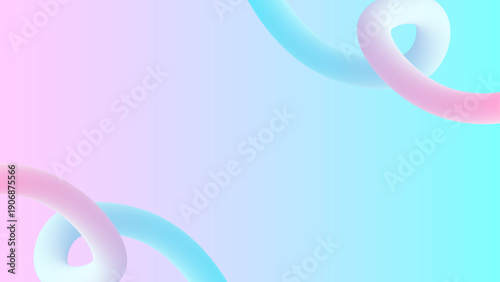 水色とピンクのネオングラデーション立体チューブ曲線フレーム背景 16:9