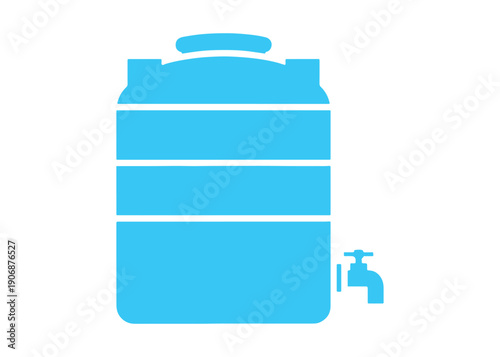 Image of a water tank. Tap. Water tank placed on a white background.