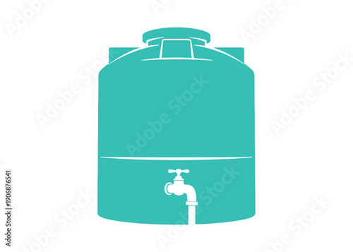 Water tank graphic. Tap. Water tank shown on a plain white background.