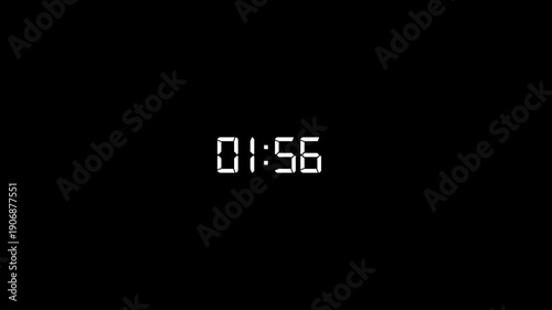 Digital Countdown Timer Animation and transparent background.
