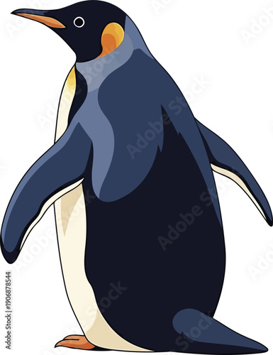 Adult emperor penguin standing in antarctic landscape