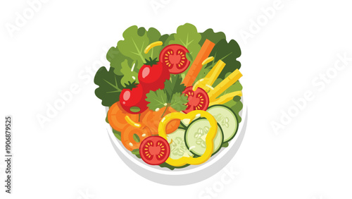 A vibrant illustration of a healthy garden fresh salad bowl filled with colorful vegetables perfect for a nutritious meal