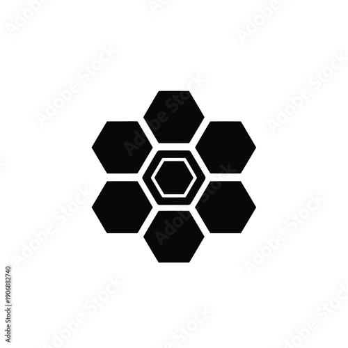 Honeycomb structure icon, hexagonal cells pattern, natural design, apiary, beekeeping, honey production