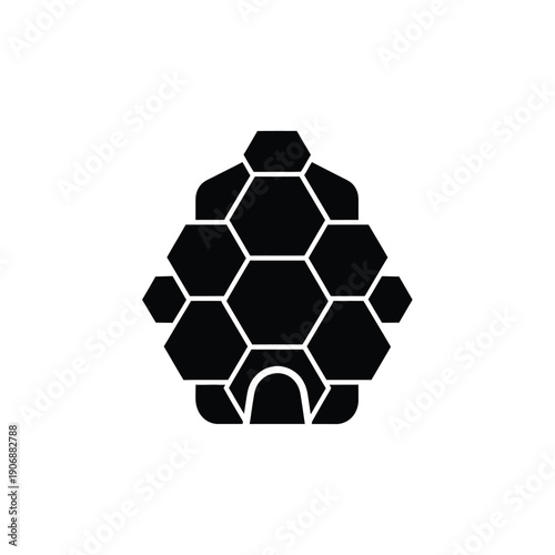 Hexagonal beehive shape with honeycomb cells, modern abstract design for apiary or nature theme