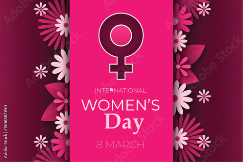 march 8th international happy womens day banner