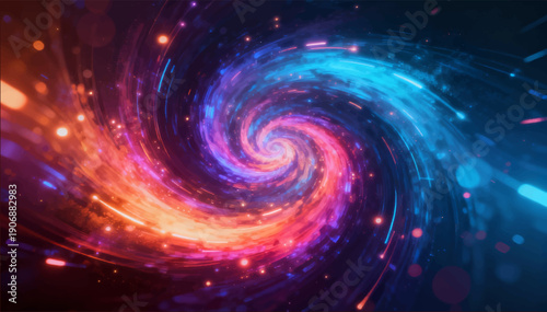 A vector illustration of a spiral effect of multicolored lights, symbolizing movement in time.
