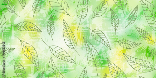 Spring, summer background, minimalist leaves seamless pattern, vector design