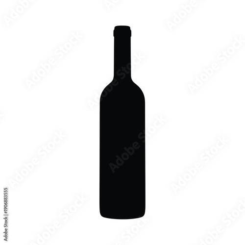 Classic wine bottle vector silhouette, isolated on white background, black simple graphic design element, traditional