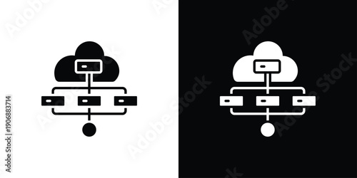 Virtualization icon sheet black and white