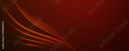 Abstract glowing red and orange fluid waves on dark background