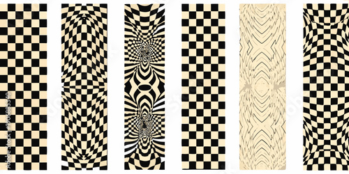 Optical illusions a series of vertically oriented checkered patterns